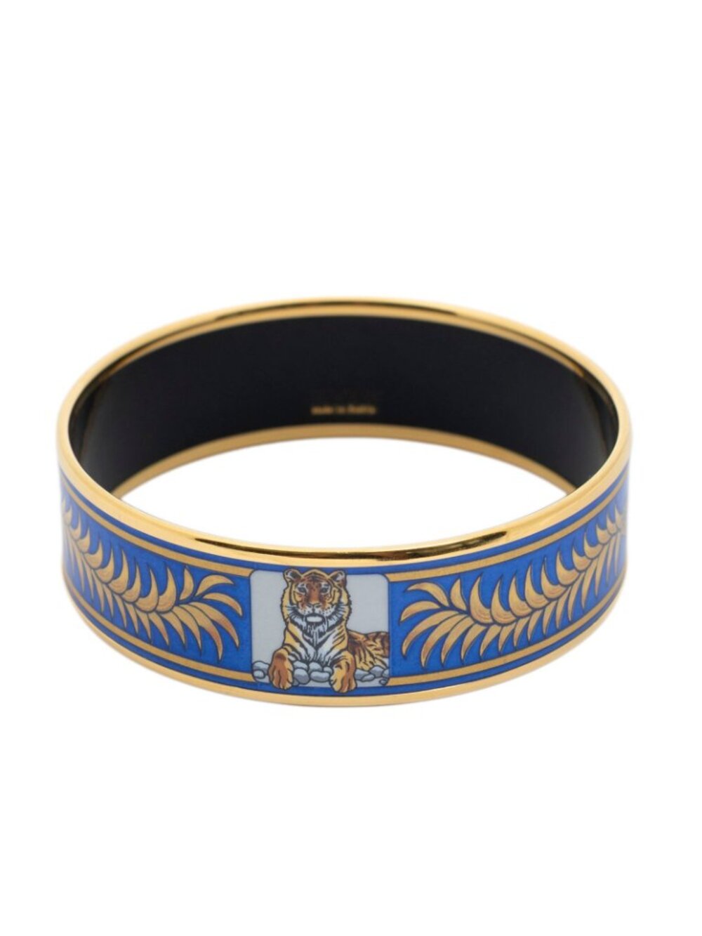 Hermes Enamel Bangle Blue Tiger Motif Bracelet - Picture 3 of 4